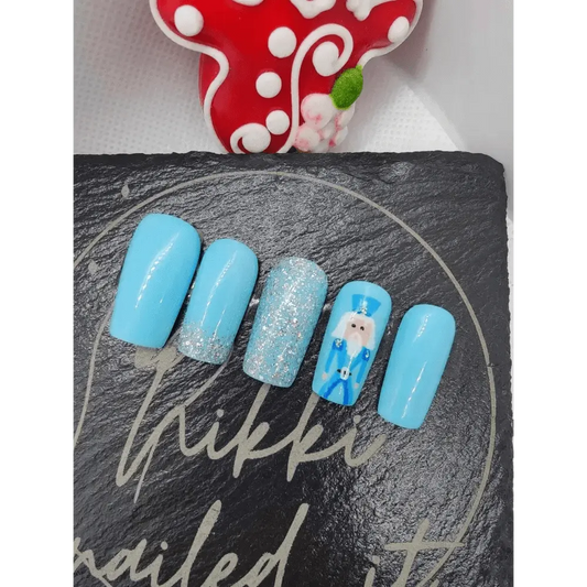 Nailmas Day 12 Nutcracker Nails - Hand Painted Glitter Christmas Advent Luxury Press On Nails by Nikki Nailed - Nikki Nailed it