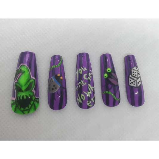 Oogie Boogie Nails Limited Edition Press On Nails | 10pc Luxury Reusable Set UK - Nikki Nailed it
