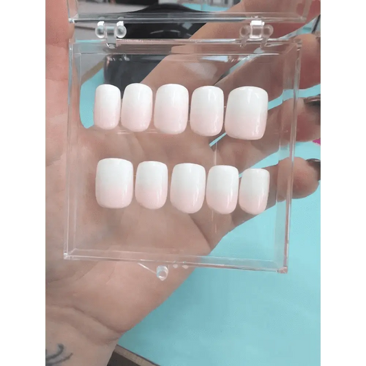 Pre Made Baby Boomer Nails | Pink & White Ombre Press On Nails | Limited Edition Reusable Luxury 10pc Set UK - Nikki Nailed it