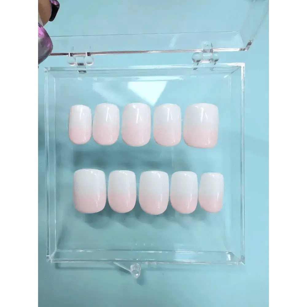 Pre Made Baby Boomer Nails | Pink & White Ombre Press On Nails | Limited Edition Reusable Luxury 10pc Set UK - Nikki Nailed it