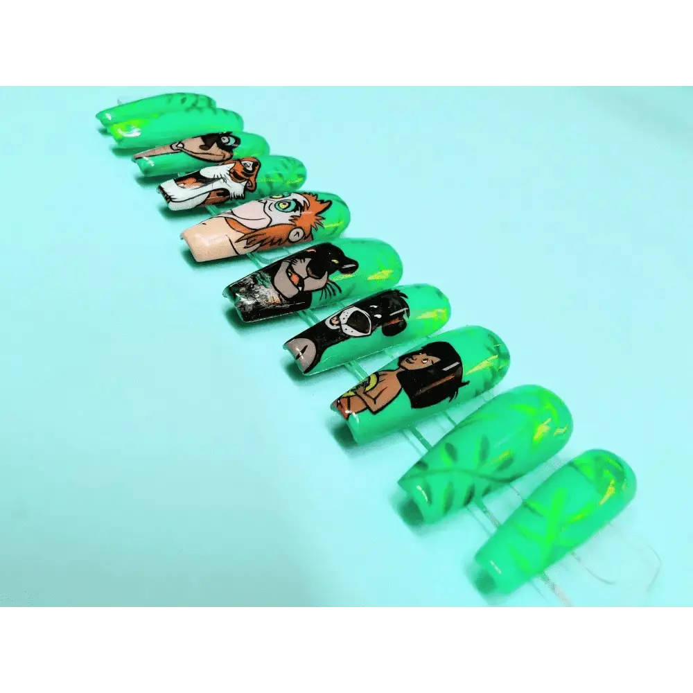 Pre Made Jungle Book Nails | Premium Character Art Press On Nails | Limited Edition Reusable 10pc Set UK - Nikki Nailed it