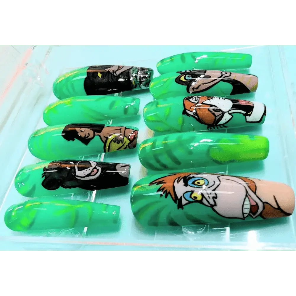 Pre Made Jungle Book Nails | Premium Character Art Press On Nails | Limited Edition Reusable 10pc Set UK - Nikki Nailed it