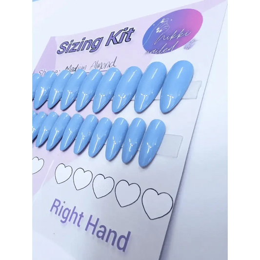 Ready to Wear Sizing Kit for Press On Nails - Solid & Glitter Almond, Square, Stiletto, Oval, Coffin | Short, Medium, Long | 20pc Set - Nikki Nailed it