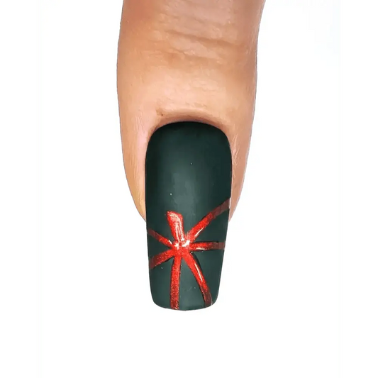 Red Chrome Pumpkin Tips Nails | Black and Red Luxury Press On Nails UK | Artificial Reusable Nails - Nikki Nailed it