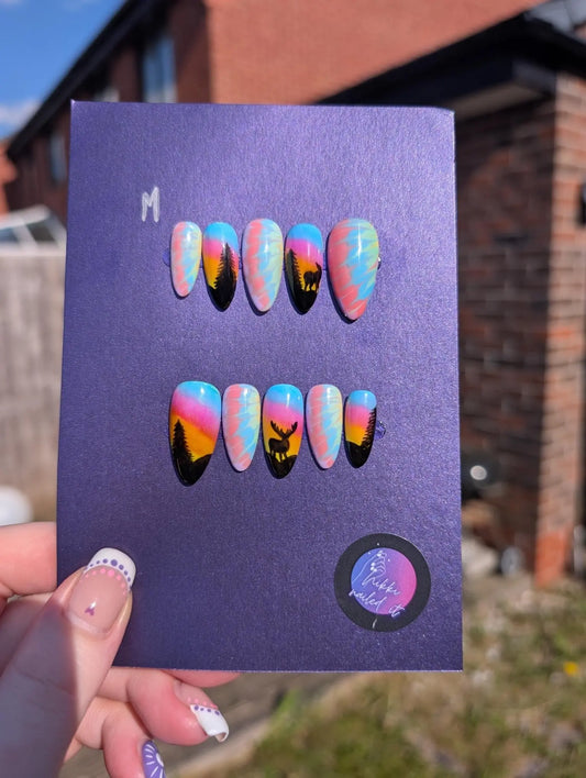 Tie Dye Sillhouette - Mix & Match Press On Nails | Limited Edition Nails UK | Artificial Reusable Nails | Luxury Press Ons 10pc Set - Nikki Nailed it