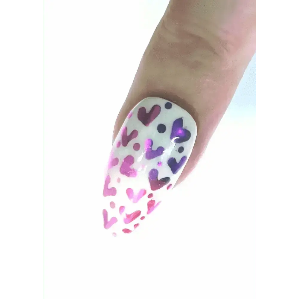 Valentine's Day Pink Chrome Heart Nails - Luxury 10pc Ombre Press On Reusable Nails Set UK - Nikki Nailed it
