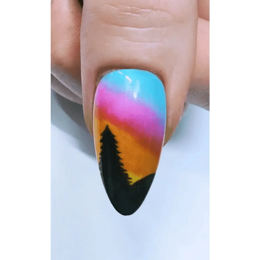 Winter Sunset Sillhouette Nails | 10pc Luxury Reusable Press On Nail Set | UK - Nikki Nailed it
