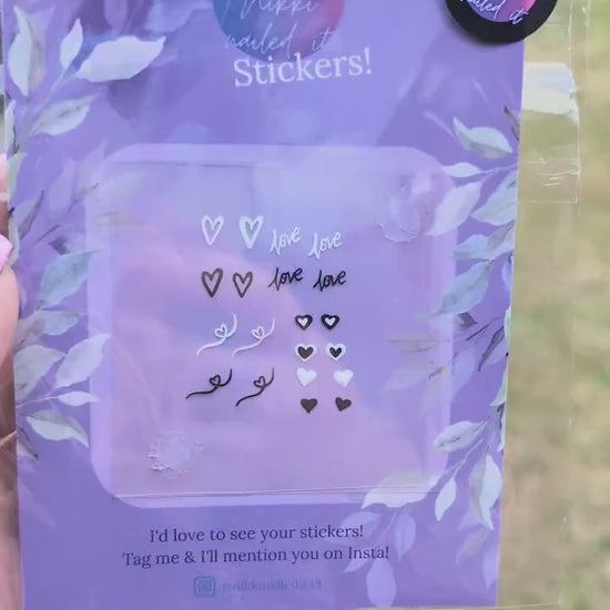 Love Heart Nail Art Stickers - Hand Painted Gel Nail Decals For Your Manicure | Cute Nail Stickers UK | DIY Nail Art | Gift Idea | Self Care