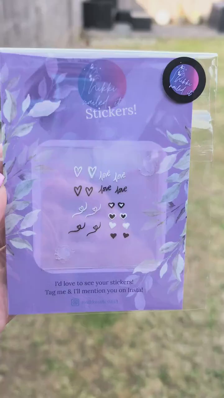 Love Heart Nail Art Stickers - Hand Painted Gel Nail Decals For Your Manicure | Cute Nail Stickers UK | DIY Nail Art | Gift Idea | Self Care