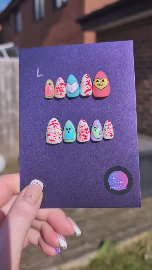 Halloween Pastel Gore - Mix & Match Press On Nails | Limited Edition Nails UK | Artificial Reusable Nails | Luxury Press Ons 10pc Set