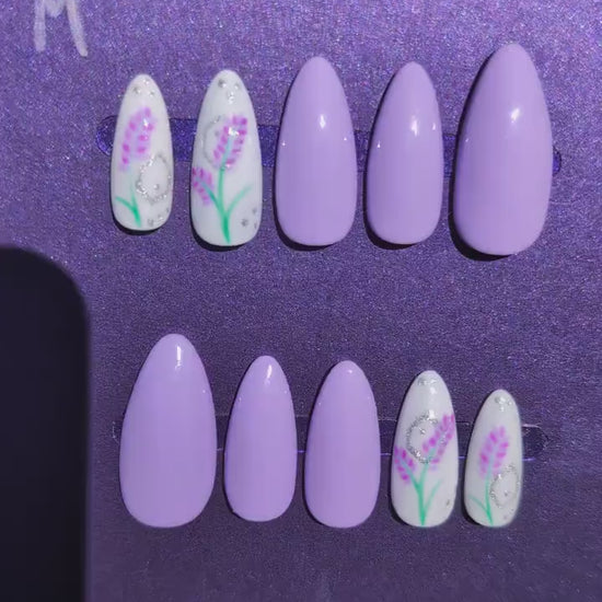 Lavender Dreams - Clearance Press On Nails | Limited Edition Reduced Price Nails UK | Artificial Reusable Nails | Luxury Press Ons 10pc Set