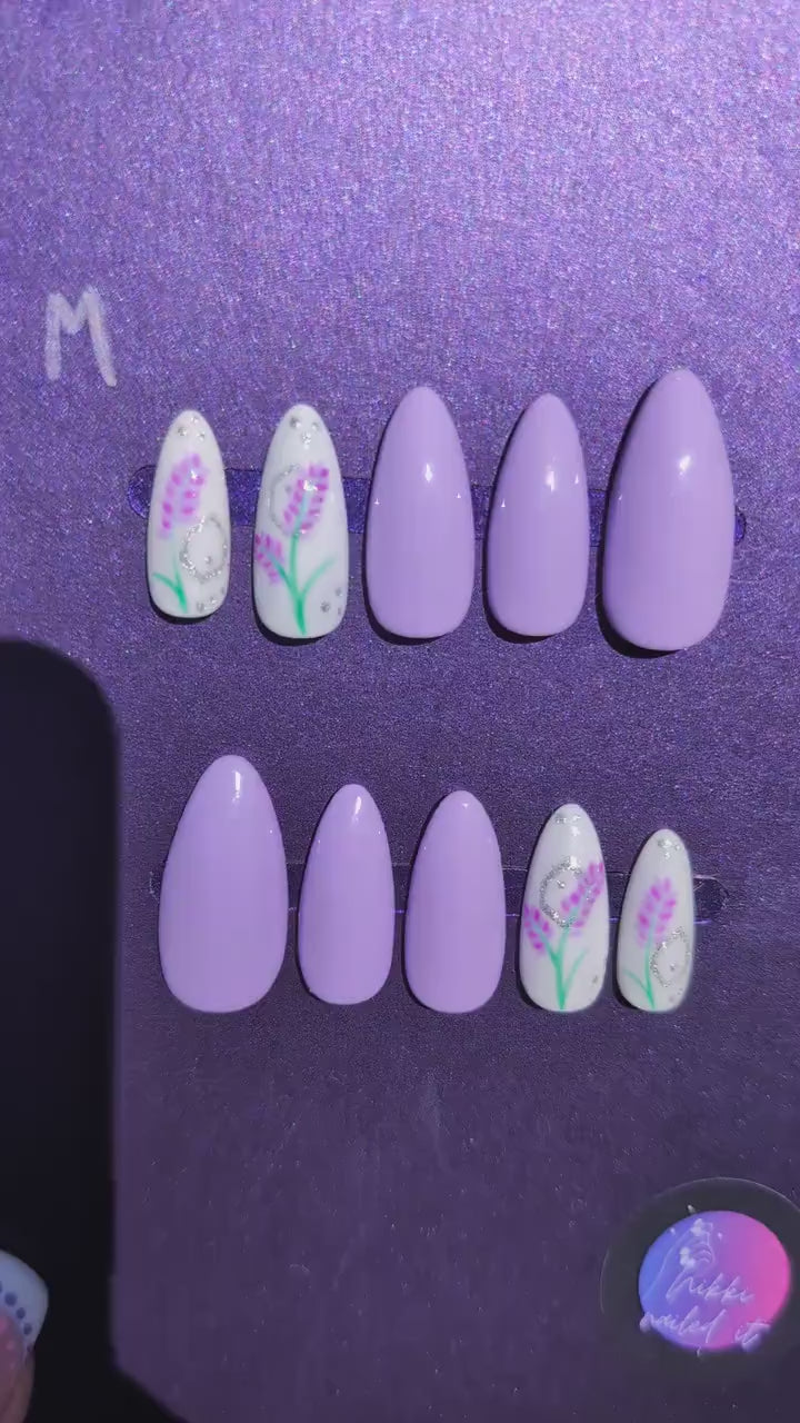 Lavender Dreams - Clearance Press On Nails | Limited Edition Reduced Price Nails UK | Artificial Reusable Nails | Luxury Press Ons 10pc Set