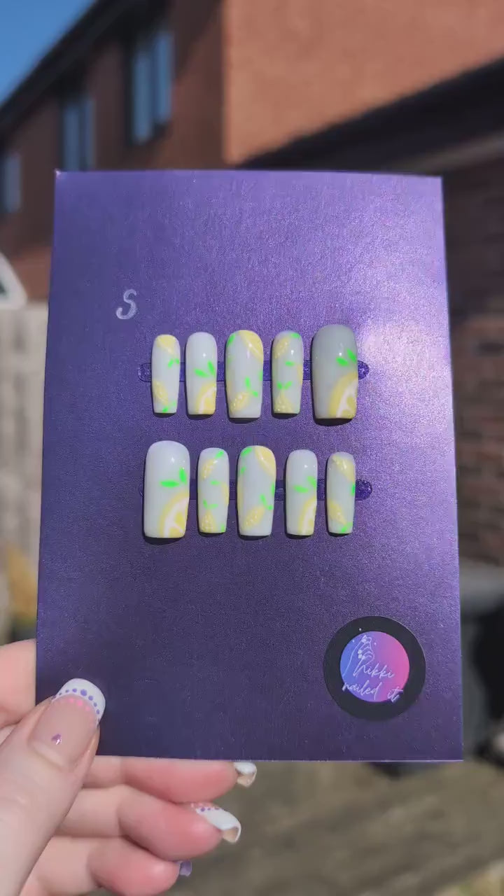 Pale Lemonade - Clearance Press On Nails | Limited Edition Reduced Price Nails UK | Artificial Reusable Nails | Luxury Press Ons 10pc Set