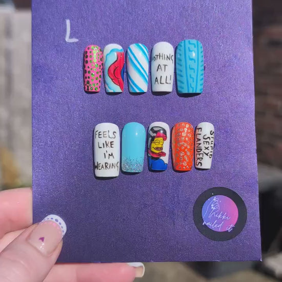 Blue Disco Flanders - Mix & Match Press On Nails | Limited Edition Nails UK | Artificial Reusable Nails | Luxury Press Ons 10pc Set