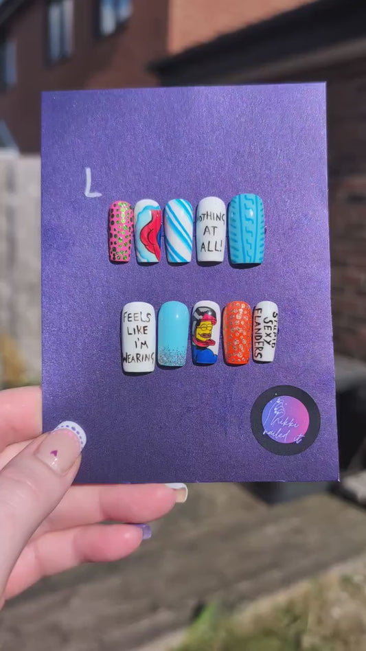 Blue Disco Flanders - Mix & Match Press On Nails | Limited Edition Nails UK | Artificial Reusable Nails | Luxury Press Ons 10pc Set