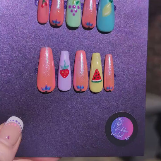 Sparkle Fruit - Mix & Match Press On Nails | Limited Edition Nails UK | Artificial Reusable Nails | Luxury Press Ons 10pc Set