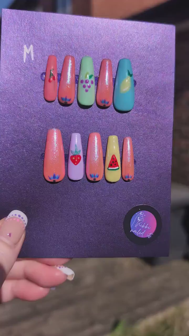 Sparkle Fruit - Mix & Match Press On Nails | Limited Edition Nails UK | Artificial Reusable Nails | Luxury Press Ons 10pc Set