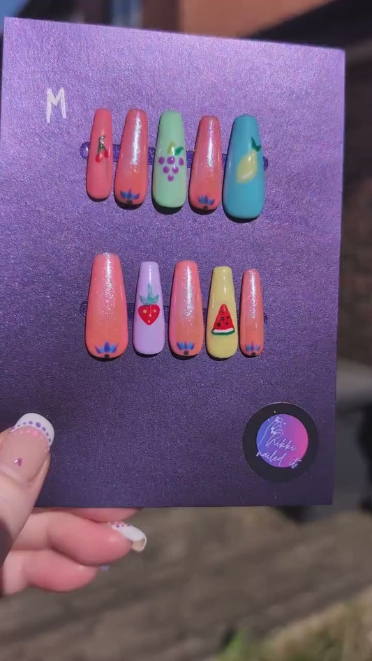 Sparkle Fruit - Mix & Match Press On Nails | Limited Edition Nails UK | Artificial Reusable Nails | Luxury Press Ons 10pc Set