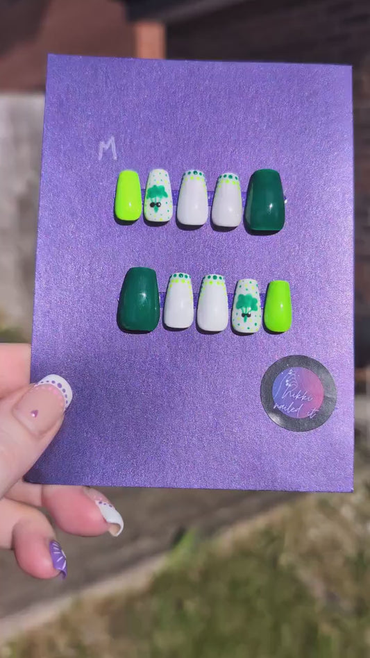 Broccoli Dude - Clearance Press On Nails | Limited Edition Reduced Price Nails UK | Artificial Reusable Nails | Luxury Press Ons 10pc Set