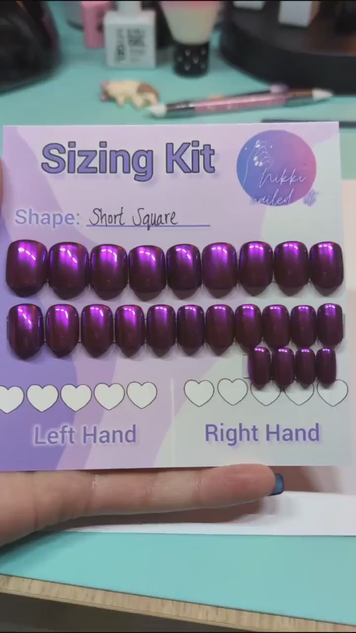 Ready to Wear Sizing Kit for Press On Nails - Chrome | Almond Square Stilletto Oval Coffin | Short, Medium, Long Length | 20pc Set