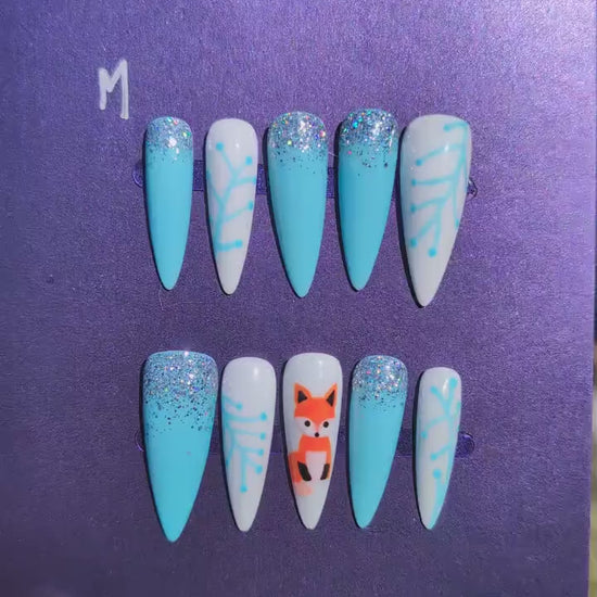 Ice Fox - Mix & Match Press On Nails | Limited Edition Nails UK | Artificial Reusable Nails | Luxury Press Ons 10pc Set