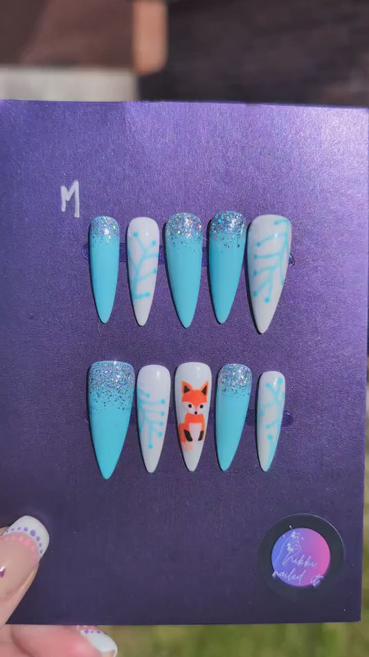 Ice Fox - Mix & Match Press On Nails | Limited Edition Nails UK | Artificial Reusable Nails | Luxury Press Ons 10pc Set