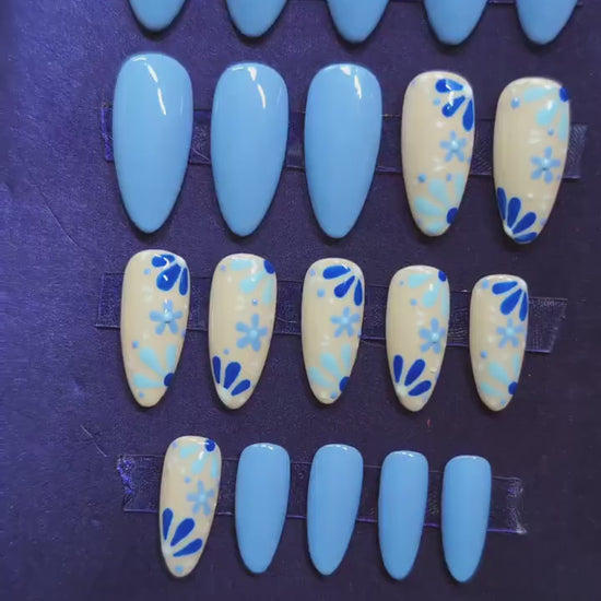 Custom 20 Piece Set - Press On Nails | Hand-Painted Luxury Nails UK | Artificial Reusable Gel Nails | Press Ons | Personalisable Gift Idea