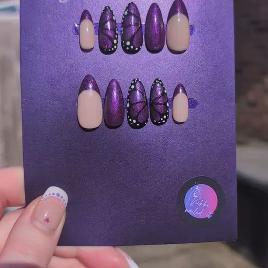 Purple Butterfly - Clearance Press On Nails | Limited Edition Reduced Price Nails UK | Artificial Reusable Nails | Luxury Press Ons 10pc Set