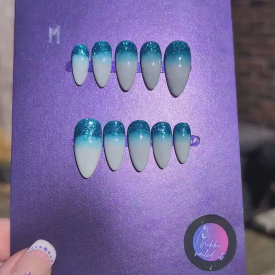 Ocean Spray - Clearance Press On Nails | Limited Edition Nails UK | Artificial Reusable Nails | Luxury Press Ons 10pc Set